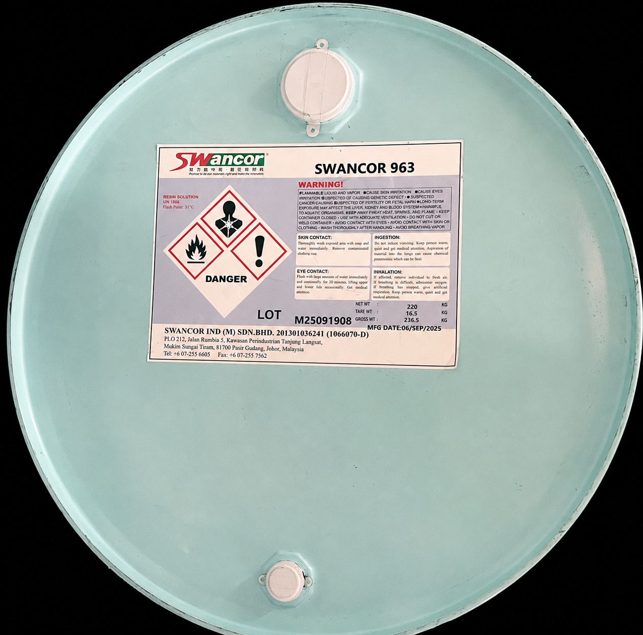 NHỰA POLYESTER RESIN 963 - SWANCOR 963 (nhựa kháng hoá chất, nhựa có chứng chỉ FDA)